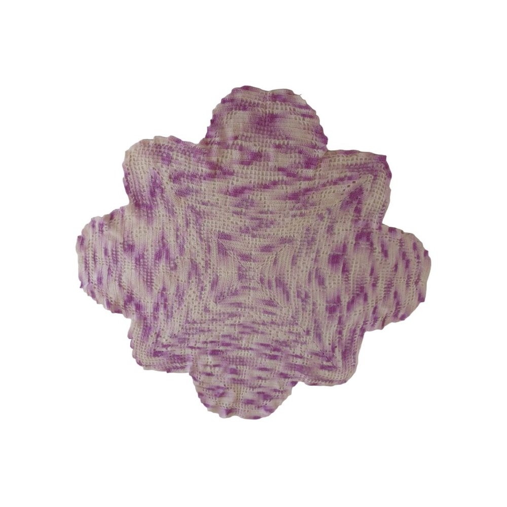 Vintage Grandma's Hand Crochet Doily 20.5" Handmade Purple Varigated Table Top